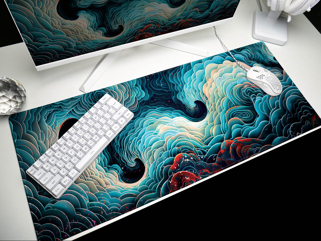 Spiral Genesis Design 6, Desk Pad, Mouse Pad, Desk Mat, Mystical Arches, Spiraled Elegance, Rich Earthy Tones