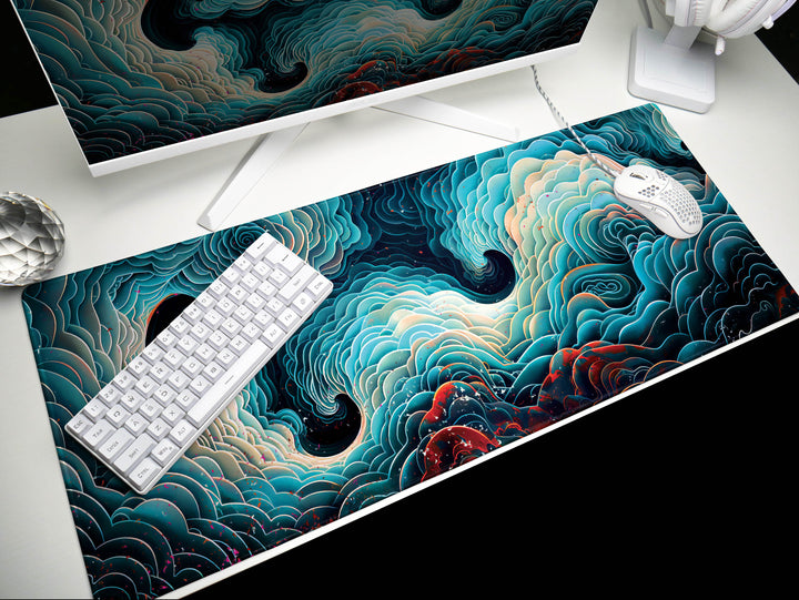 Spiral Genesis Design 6, Desk Pad, Mouse Pad, Desk Mat, Mystical Arches, Spiraled Elegance, Rich Earthy Tones