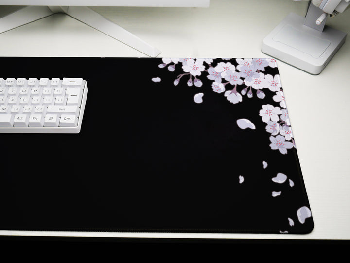 Ethereal Sakura Nightfall, Desk Pad, Mouse Pad, Desk Mat, Serene Blossoms, Elegant Floral Art