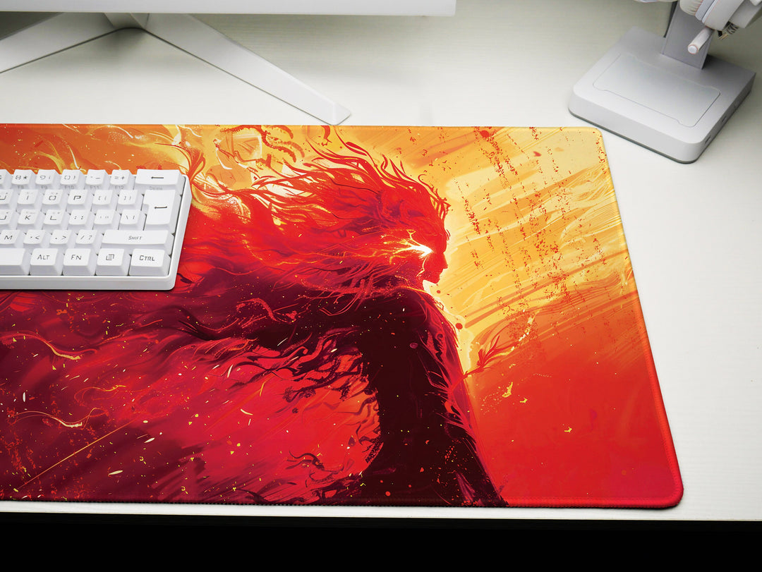 Inferno Elemental Design 1, Desk Pad, Mouse Pad, Desk Mat, Luminous Blaze, Energetic Swirls