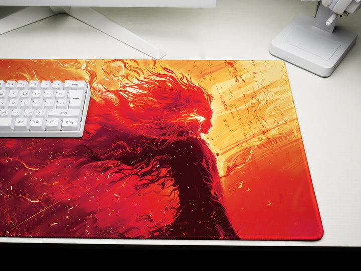 Inferno Elemental Design 1, Desk Pad, Mouse Pad, Desk Mat, Luminous Blaze, Energetic Swirls