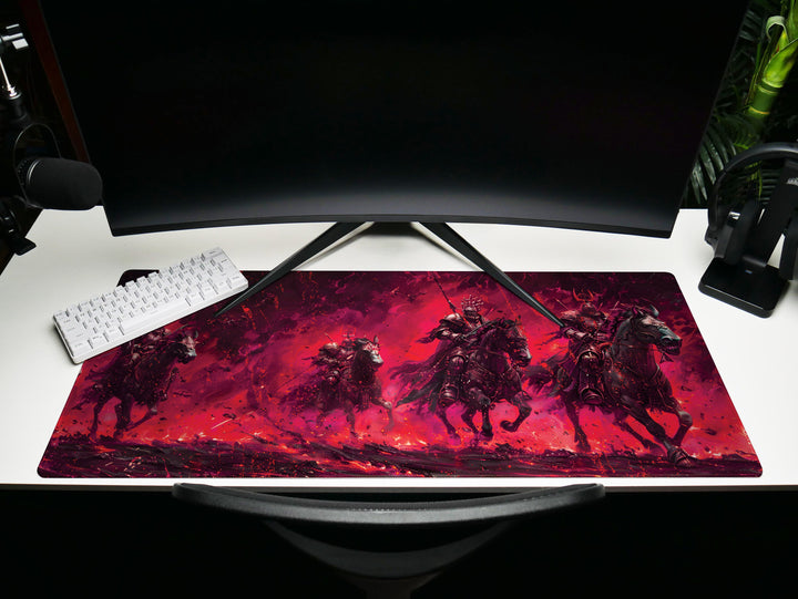 Inferno Elemental Design 2, Desk Pad, Mouse Pad, Desk Mat, Charging Knights, Battle Fury