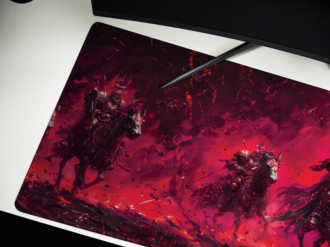 Inferno Elemental Design 2, Desk Pad, Mouse Pad, Desk Mat, Charging Knights, Battle Fury