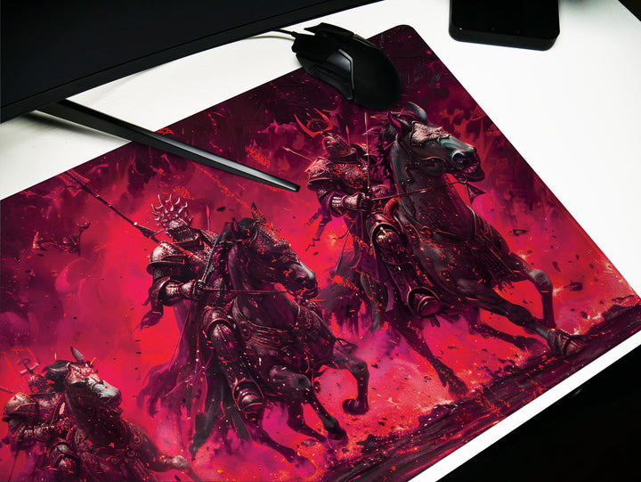 Inferno Elemental Design 2, Desk Pad, Mouse Pad, Desk Mat, Charging Knights, Battle Fury