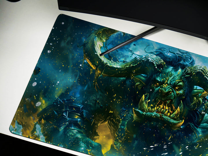 Inferno Elemental Design 4, Desk Pad, Mouse Pad, Desk Mat, Blue Depths, Leviathan's Wrath
