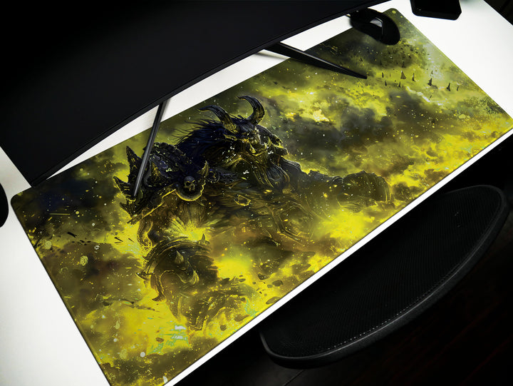 Inferno Elemental Design 5, Desk Pad, Mouse Pad, Desk Mat, Golden Fury, Majestic Charge