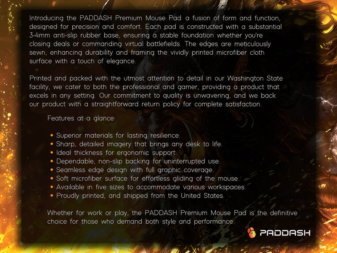 Inferno Elemental Design 6, Desk Pad, Mouse Pad, Desk Mat, Fiery Beast, Roaring Flame