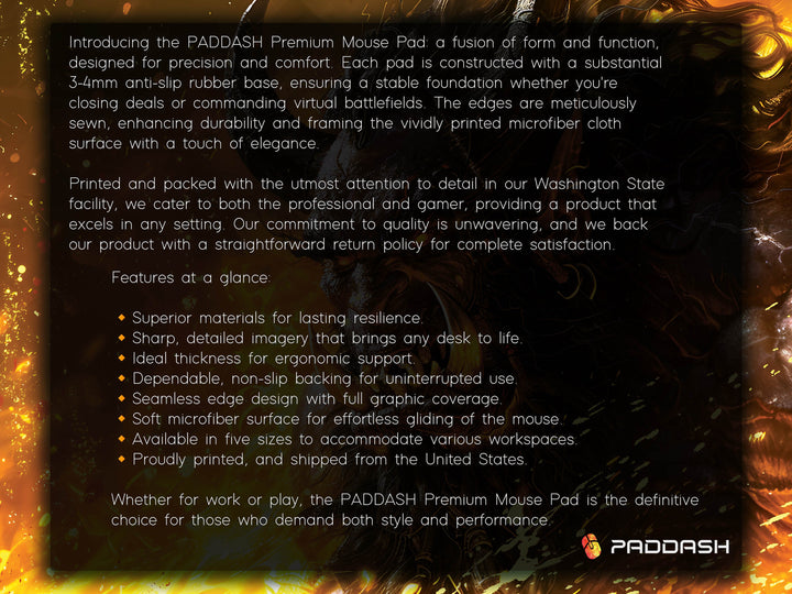 Inferno Elemental Design 6, Desk Pad, Mouse Pad, Desk Mat, Fiery Beast, Roaring Flame