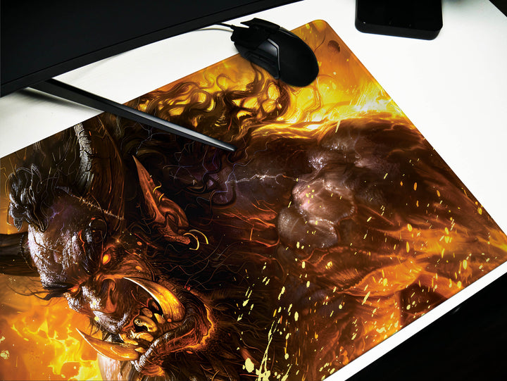 Inferno Elemental Design 6, Desk Pad, Mouse Pad, Desk Mat, Fiery Beast, Roaring Flame