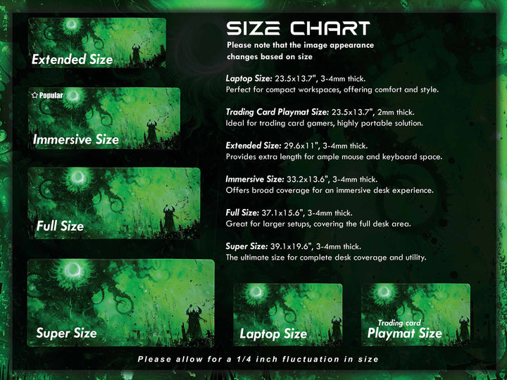 Eldritch Inferno Design 3, Desk Pad, Mouse Pad, Desk Mat, Ethereal Green, Phantom Shadows
