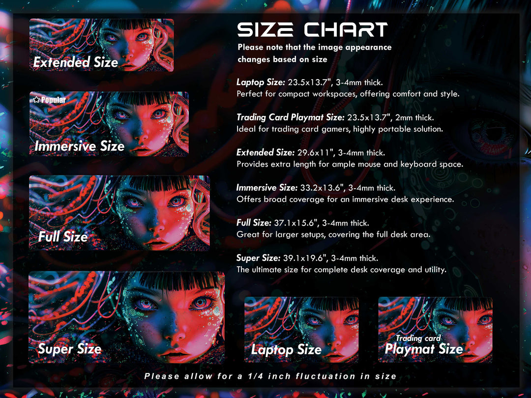 Cybernetic Reverie Design 4, Desk Pad, Mouse Pad, Desk Mat, Neon Depths, Cyber Reflections