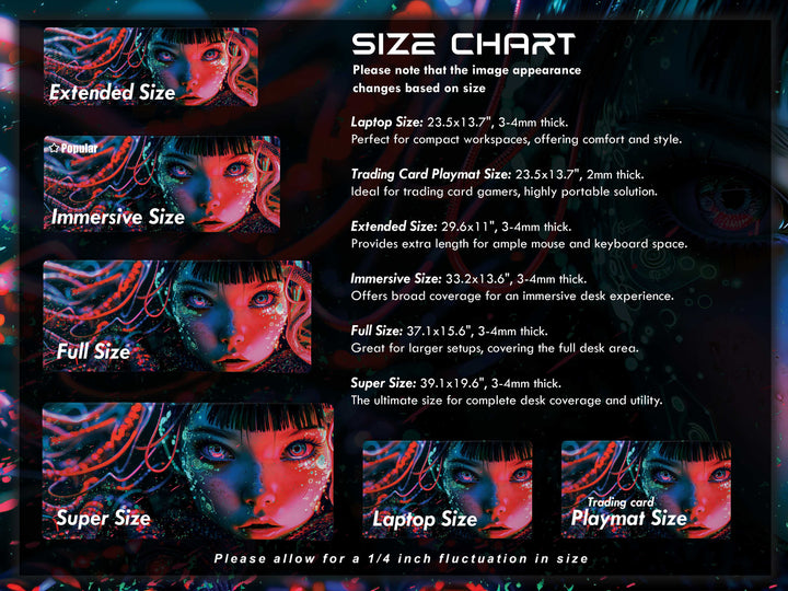 Cybernetic Reverie Design 4, Desk Pad, Mouse Pad, Desk Mat, Neon Depths, Cyber Reflections
