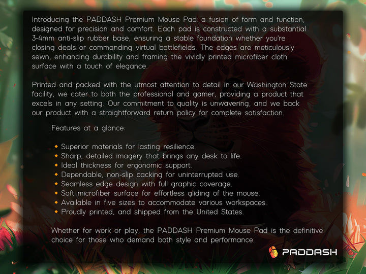 Enchanted Jungle Design 1, Desk Pad, Mouse Pad, Desk Mat, Baby Lion, Vibrant Colors, Forest Scene