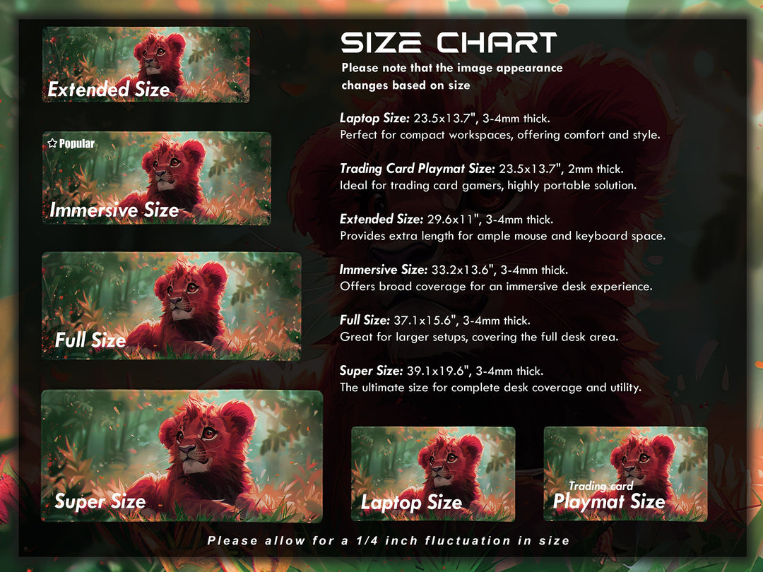 Enchanted Jungle Design 1, Desk Pad, Mouse Pad, Desk Mat, Baby Lion, Vibrant Colors, Forest Scene