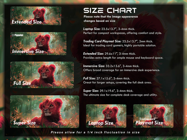 Enchanted Jungle Design 1, Desk Pad, Mouse Pad, Desk Mat, Baby Lion, Vibrant Colors, Forest Scene