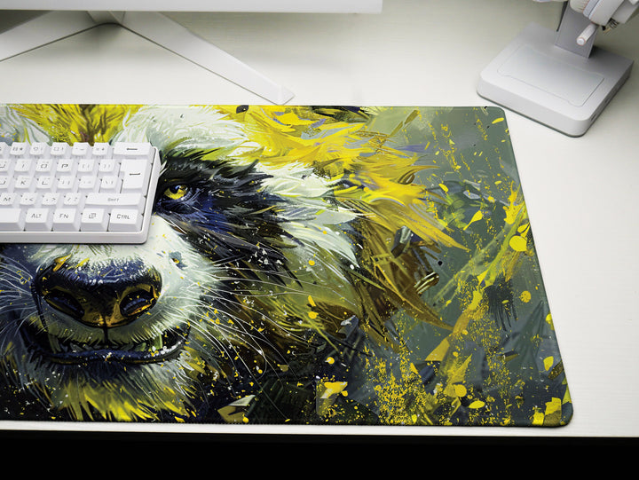 Mighty Bear Guardians Design 1, Desk Pad, Mouse Pad, Desk Mat, Powerful Bear Artwork, Dynamic Splatter, Bold Colors