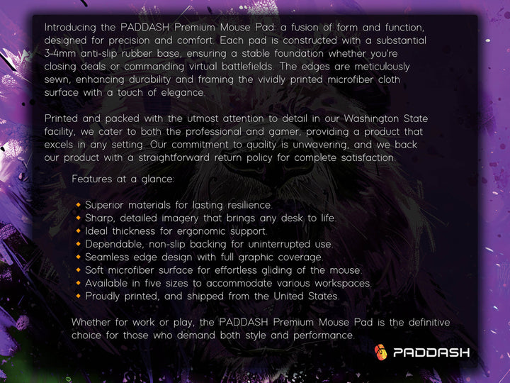 Mighty Bear Guardians Design 6, Desk Pad, Mouse Pad, Desk Mat, Regal Bear Roar, Vibrant Purple Hues, Dynamic Art