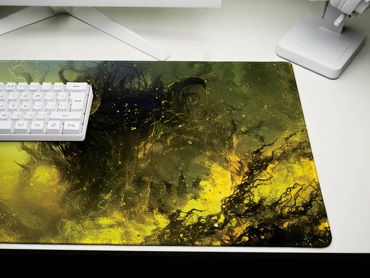 Demonic Inferno Design 6, Desk Pad, Mouse Pad, Desk Mat, Ethereal Green Demon, Mystical Art, Dark Fantasy Setting