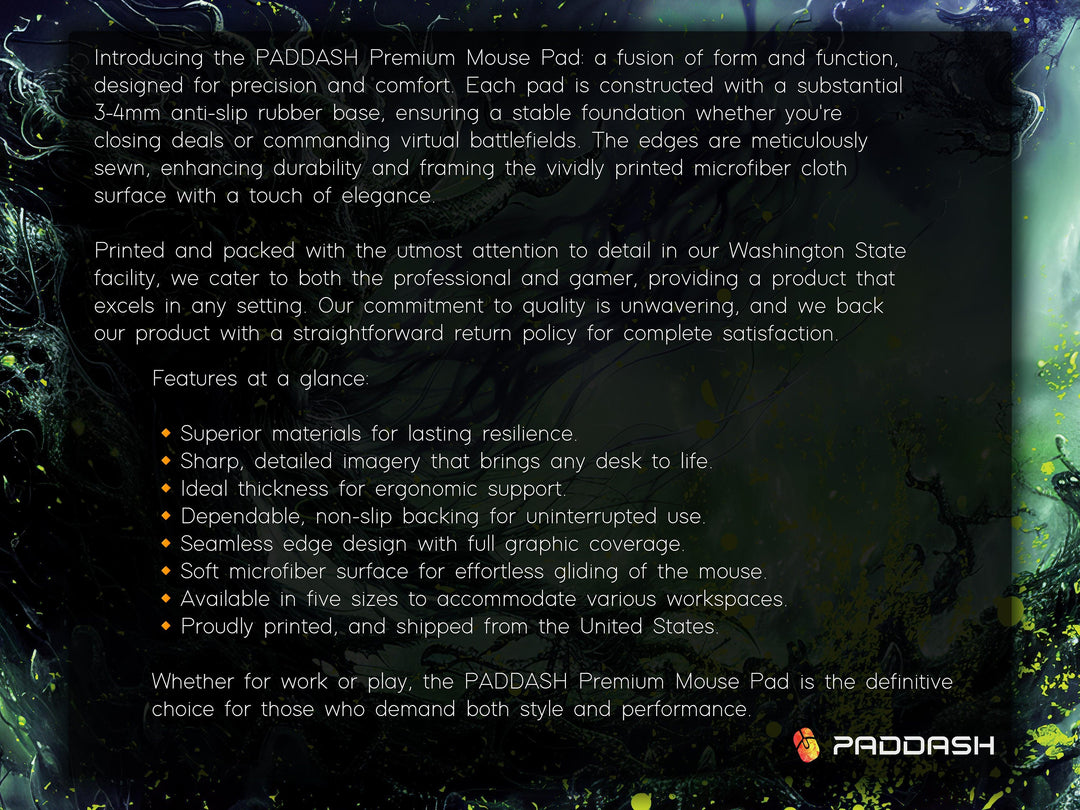 Spectral Enchanter, Desk Pad, Mouse Pad, Desk Mat, Ghostly Figure, Eerie Green and Black, Dark Fantasy Art, Enigmatic Presence