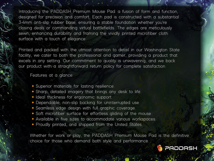 Spectral Enchanter, Desk Pad, Mouse Pad, Desk Mat, Ghostly Figure, Eerie Green and Black, Dark Fantasy Art, Enigmatic Presence