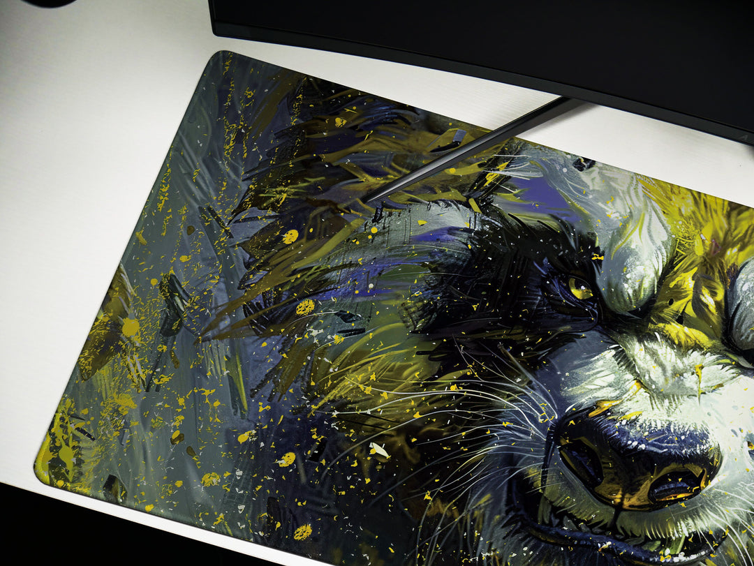 Mighty Bear Guardians Design 1, Desk Pad, Mouse Pad, Desk Mat, Powerful Bear Artwork, Dynamic Splatter, Bold Colors