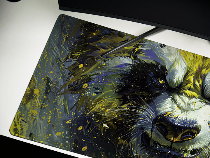 Mighty Bear Guardians Design 1, Desk Pad, Mouse Pad, Desk Mat, Powerful Bear Artwork, Dynamic Splatter, Bold Colors