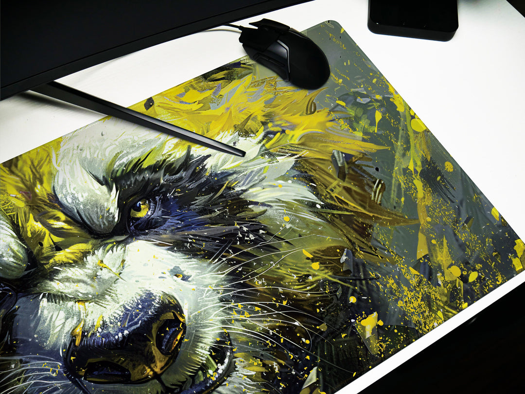 Mighty Bear Guardians Design 1, Desk Pad, Mouse Pad, Desk Mat, Powerful Bear Artwork, Dynamic Splatter, Bold Colors