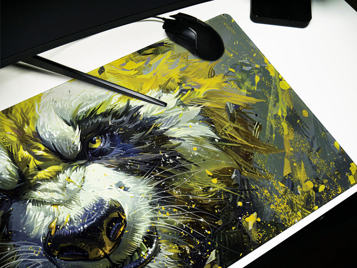 Mighty Bear Guardians Design 1, Desk Pad, Mouse Pad, Desk Mat, Powerful Bear Artwork, Dynamic Splatter, Bold Colors