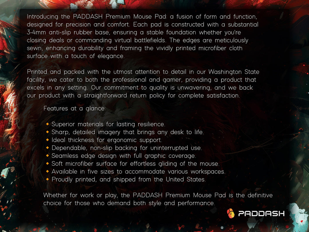Mighty Bear Guardians Design 2, Desk Pad, Mouse Pad, Desk Mat, Ferocious Bear Charge, Fiery Red Hues, Intense Energy