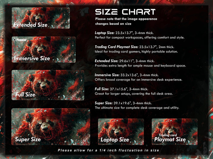 Mighty Bear Guardians Design 2, Desk Pad, Mouse Pad, Desk Mat, Ferocious Bear Charge, Fiery Red Hues, Intense Energy