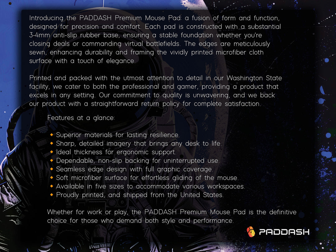 Astronaut in Space, Desk Pad, Mouse Pad, Desk Mat, Celestial Adventure, Cosmic Exploration, Blue and Black Theme