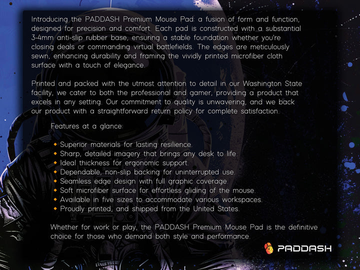 Astronaut in Space, Desk Pad, Mouse Pad, Desk Mat, Celestial Adventure, Cosmic Exploration, Blue and Black Theme