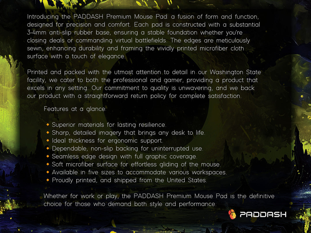 The Gate of Hell, Desk Pad, Mouse Pad, Desk Mat, Dark Fantasy Landscape, Apocalyptic Scene, Yellow and Black