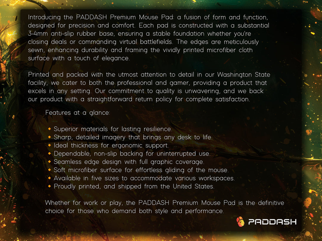 Fiery Battle Mage, Desk Pad, Mouse Pad, Desk Mat, Infernal Warrior, Flaming Spear, Intense Orange and Green, Dynamic Fantasy Art
