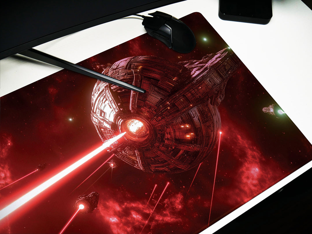 Planetary Siege, Desk Pad, Mouse Pad, Desk Mat, Massive Starship, Space Warfare, Planetary Assault, Sci-Fi Conflict