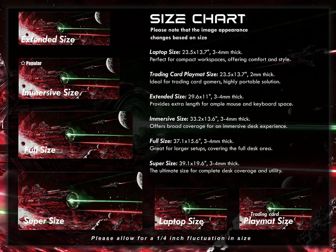 Intergalactic Showdown, Desk Pad, Mouse Pad, Desk Mat, Intense Space Battle, Red and Green Lasers, Futuristic Warship