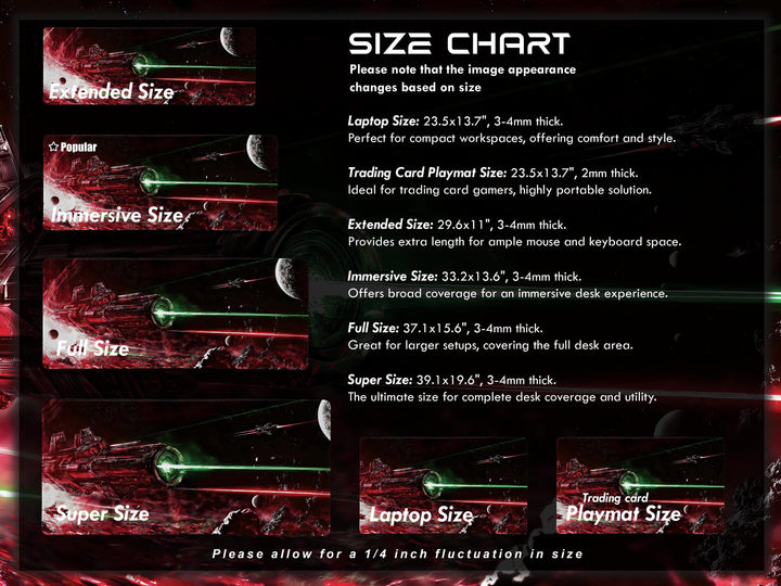 Intergalactic Showdown, Desk Pad, Mouse Pad, Desk Mat, Intense Space Battle, Red and Green Lasers, Futuristic Warship