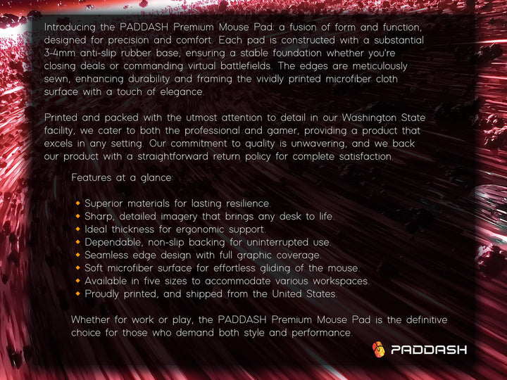 Asteroid Field Chase, Desk Pad, Mouse Pad, Desk Mat, High-Speed Space Pursuit, Red and Black Cosmic Scene, Sci-Fi Art