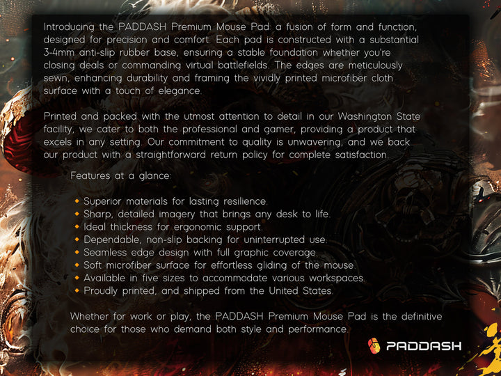 Infernal Warlord, Desk Pad, Mouse Pad, Desk Mat, Fiery Horned Beast, Fantasy Artwork, Warrior's Fury, Dark Mythology