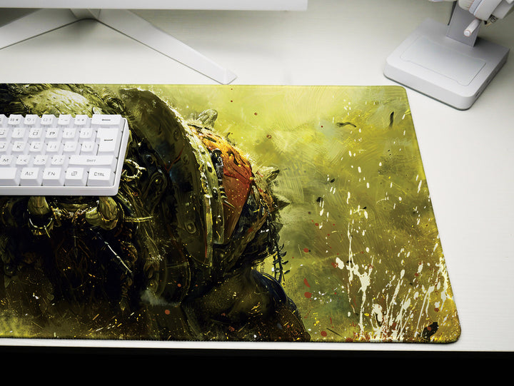 Savage Orc Warlord, Desk Pad, Mouse Pad, Desk Mat, Green-Skinned Brute, War-Torn Battleground, Epic Fantasy, Orc Warrior