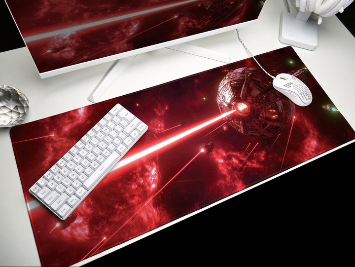 Planetary Siege, Desk Pad, Mouse Pad, Desk Mat, Massive Starship, Space Warfare, Planetary Assault, Sci-Fi Conflict
