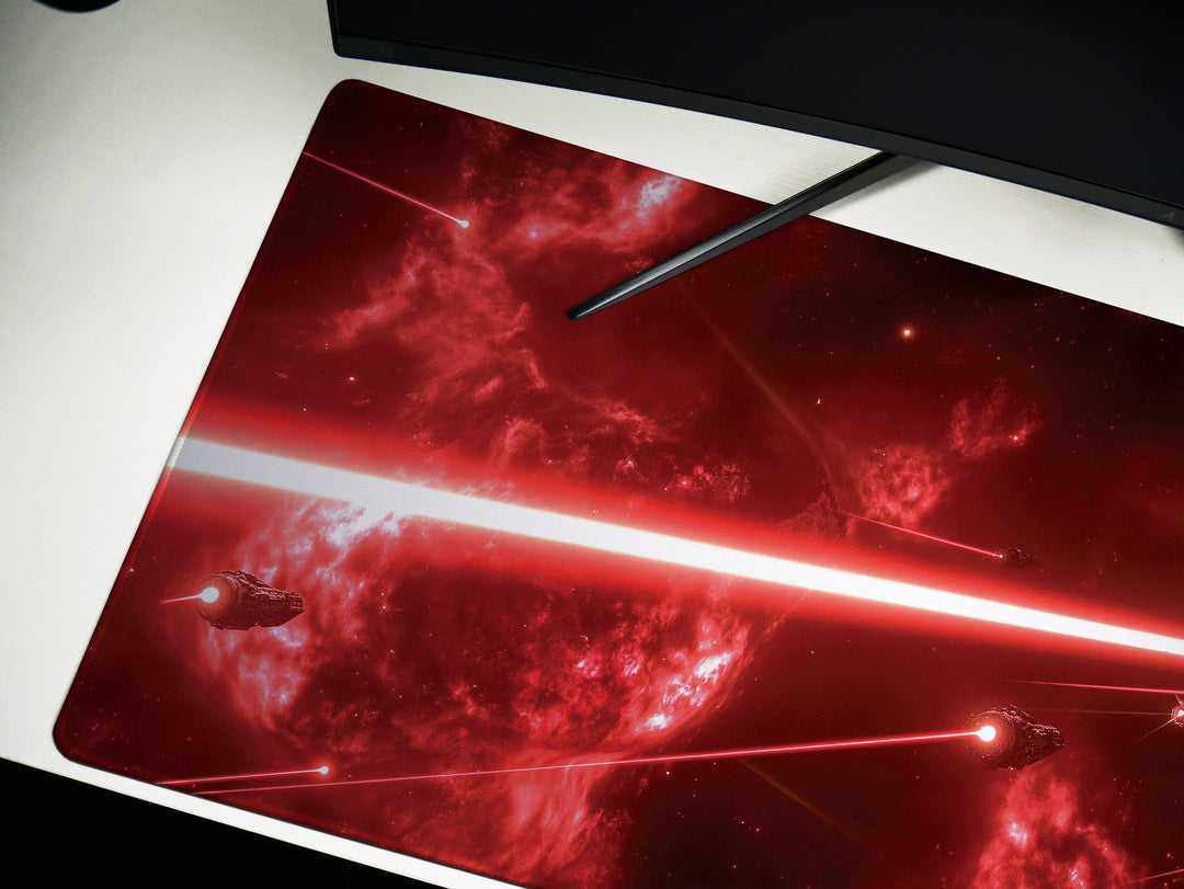 Planetary Siege, Desk Pad, Mouse Pad, Desk Mat, Massive Starship, Space Warfare, Planetary Assault, Sci-Fi Conflict