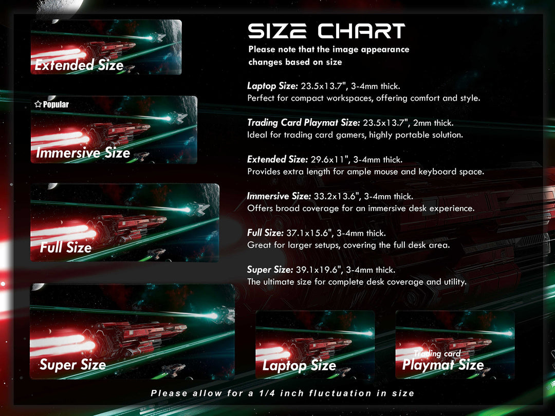 Space Battle Cruiser, Desk Pad, Mouse Pad, Desk Mat, Epic Sci-Fi Combat, Red and Green Laser Beams, Futuristic Spaceships