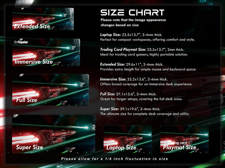 Space Battle Cruiser, Desk Pad, Mouse Pad, Desk Mat, Epic Sci-Fi Combat, Red and Green Laser Beams, Futuristic Spaceships