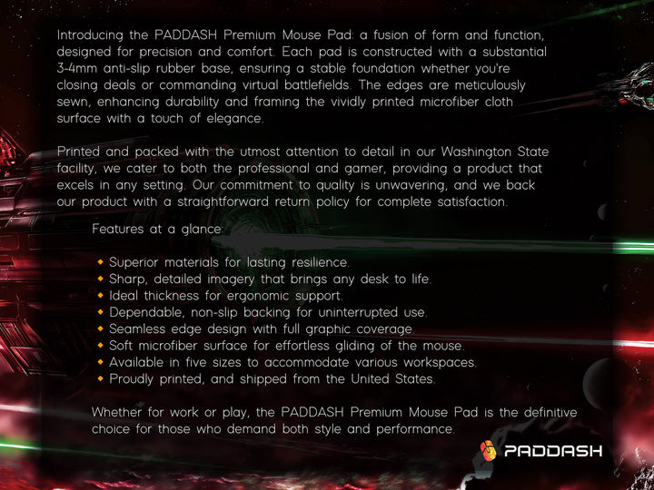 Intergalactic Showdown, Desk Pad, Mouse Pad, Desk Mat, Intense Space Battle, Red and Green Lasers, Futuristic Warship