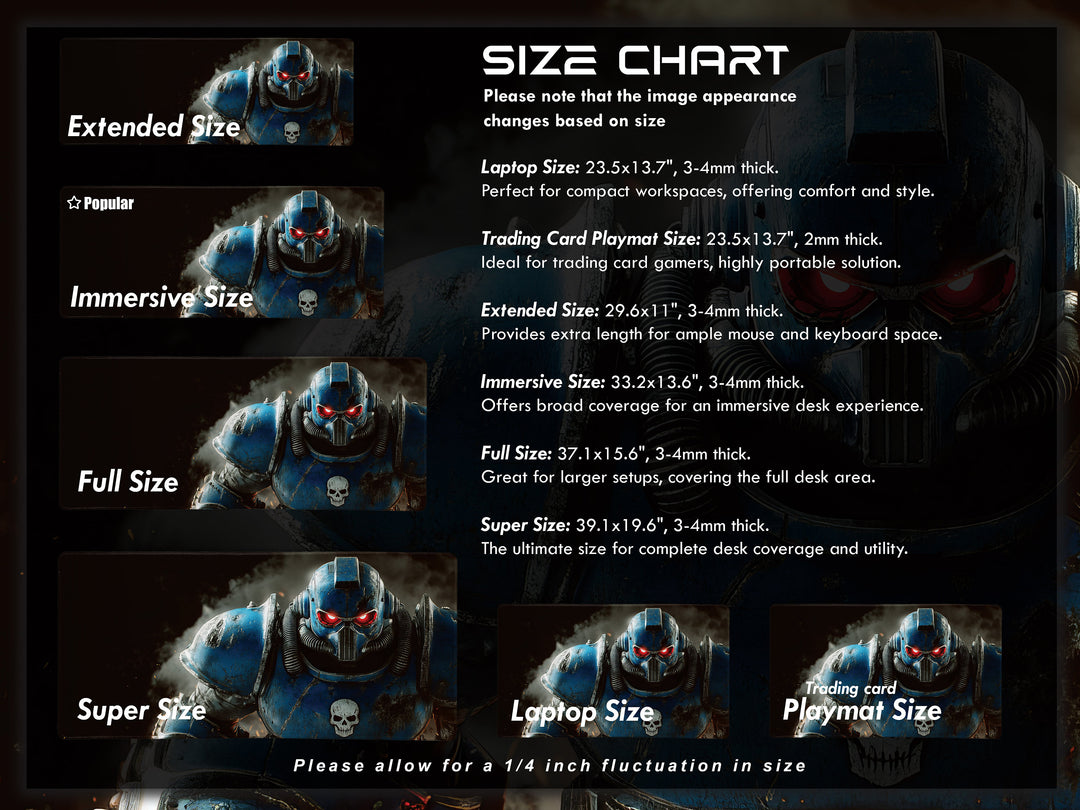 Armored Sentinel, Desk Pad, Mouse Pad, Desk Mat, Space Marine, Intense Blue Armor, Red-Eyed Warrior, Sci-Fi Hero, Gaming Setup