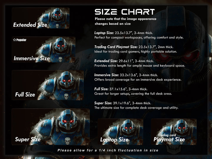 Armored Sentinel, Desk Pad, Mouse Pad, Desk Mat, Space Marine, Intense Blue Armor, Red-Eyed Warrior, Sci-Fi Hero, Gaming Setup