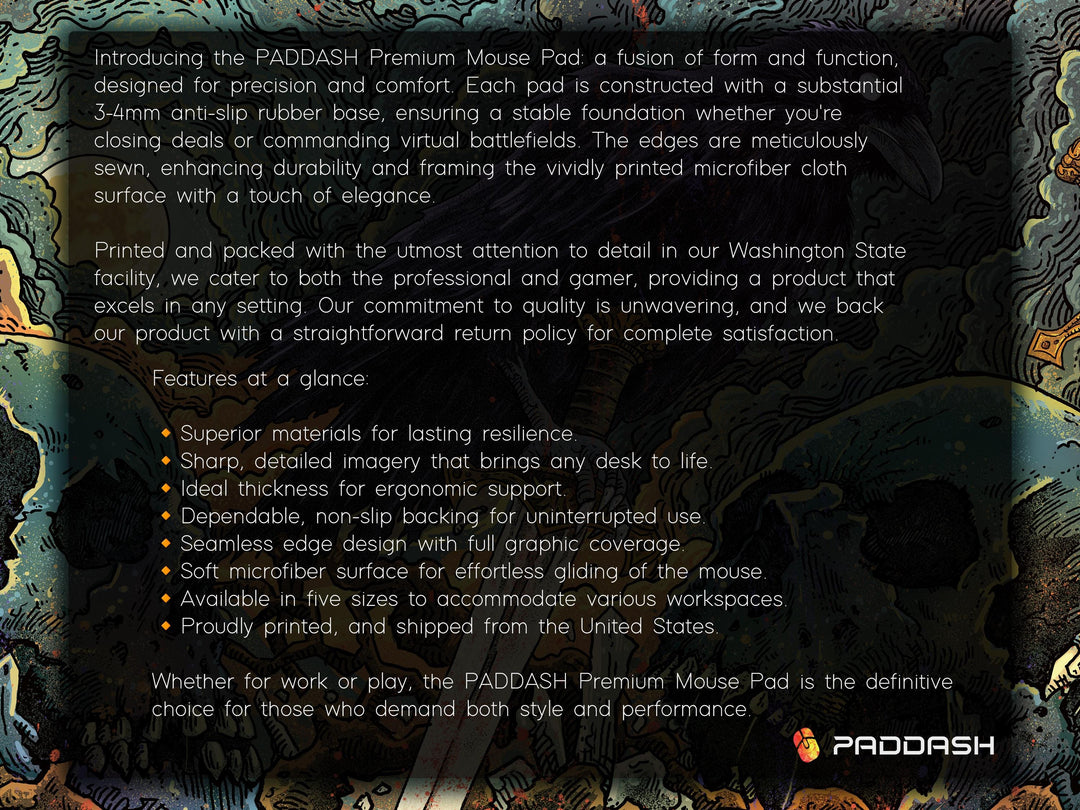 Raven's Dominion, Desk Pad, Mouse Pad, Desk Mat, Haunting Art, Swords and Skulls, Mystical Moonlight, Dark Fantasy Decor
