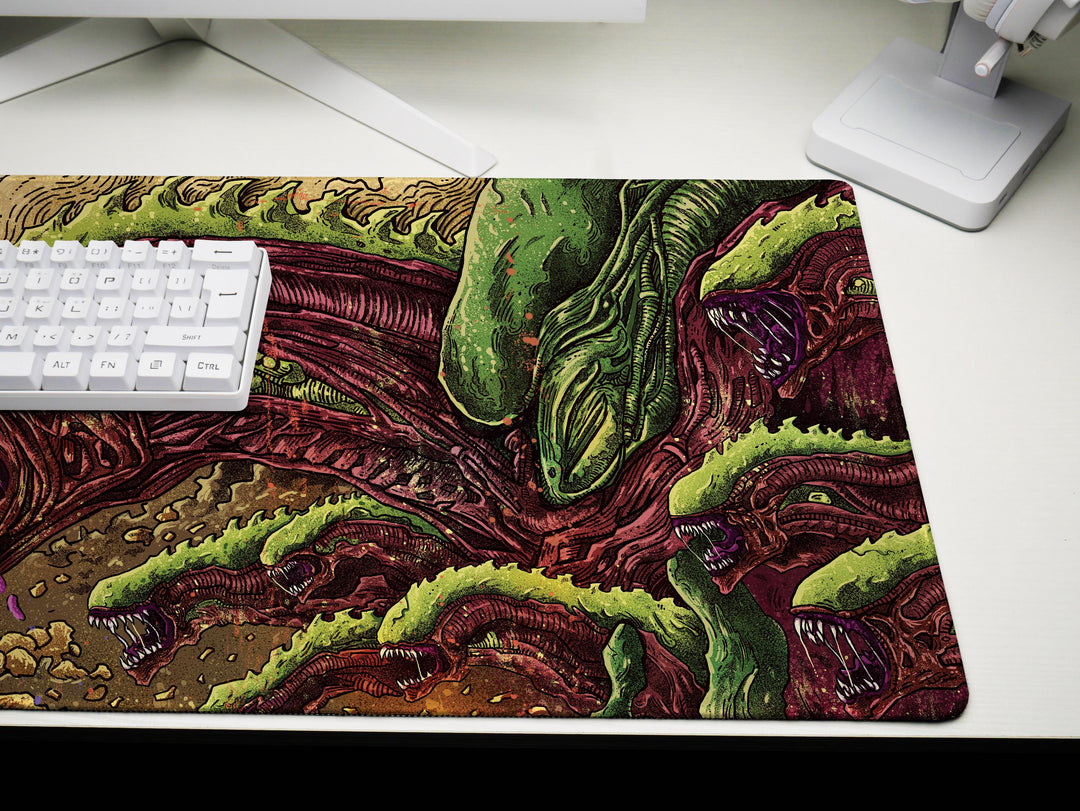 Eldritch Wasteland, Desk Pad, Mouse Pad, Desk Mat, Cosmic Horror Art, Alien Terrain, Surreal Creature Design