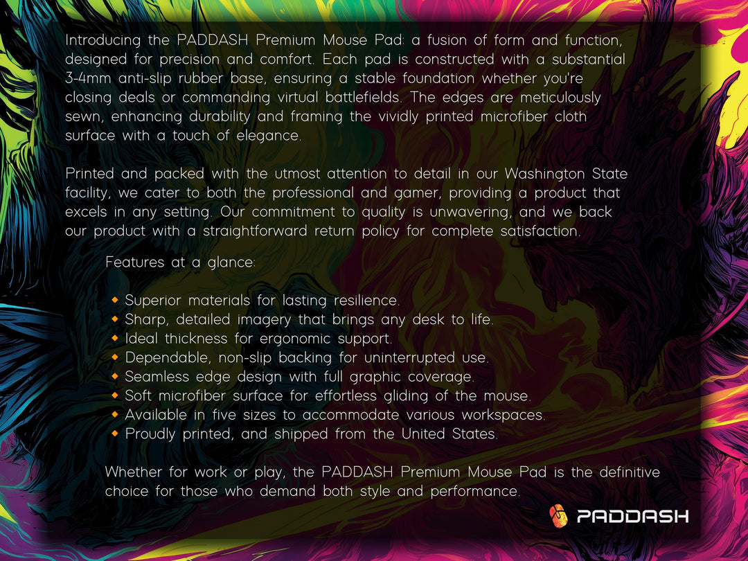 Clash of Infernal Titans, Desk Pad, Mouse Pad, Desk Mat, Neon Duel, Elemental Fury, Fiery Swordsmen, Dark Fantasy Combat